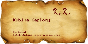 Kubina Kaplony névjegykártya